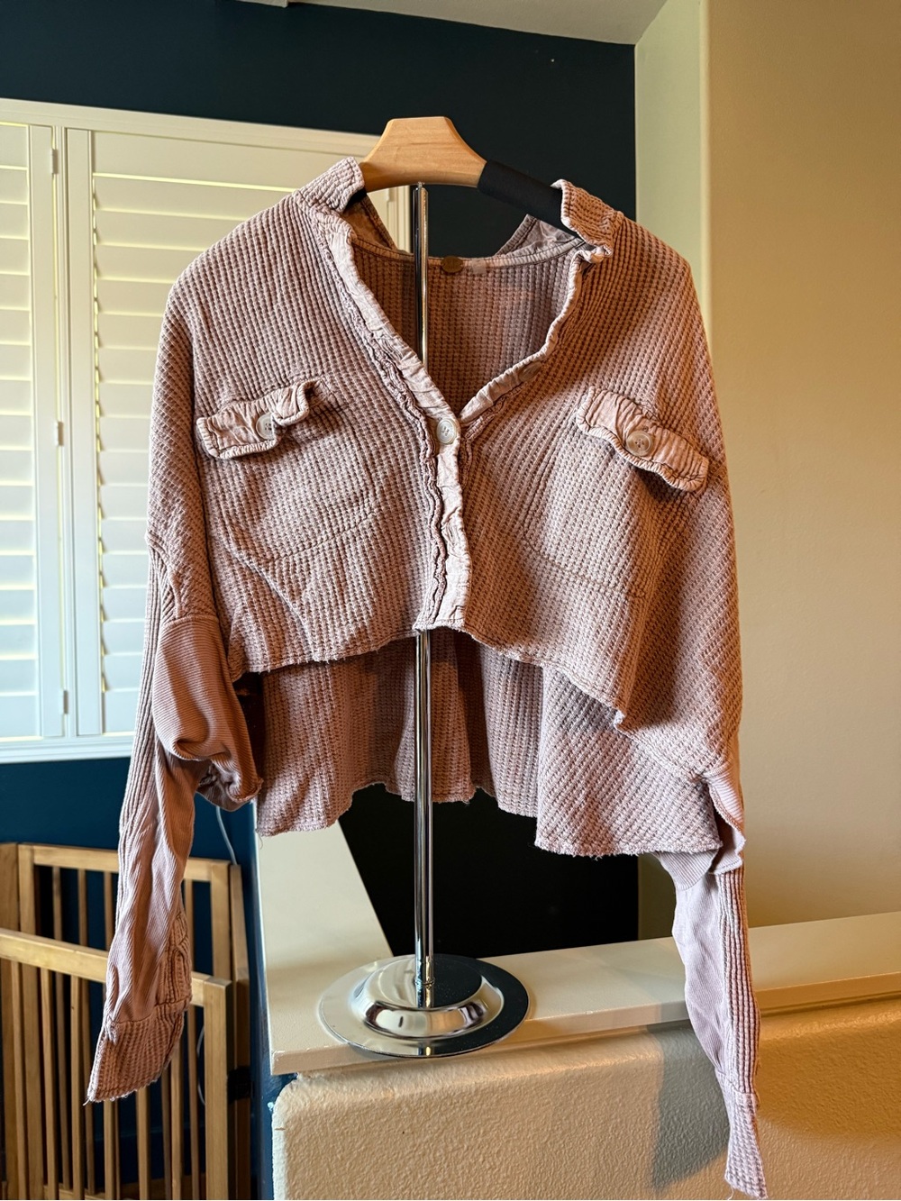 FP One Mauve Waffle Knit Cropped Top